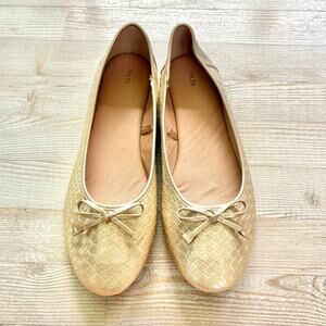 LTS Long Tall Sally Woven‎ Ballerina Flats | Metallic Gold Size 15